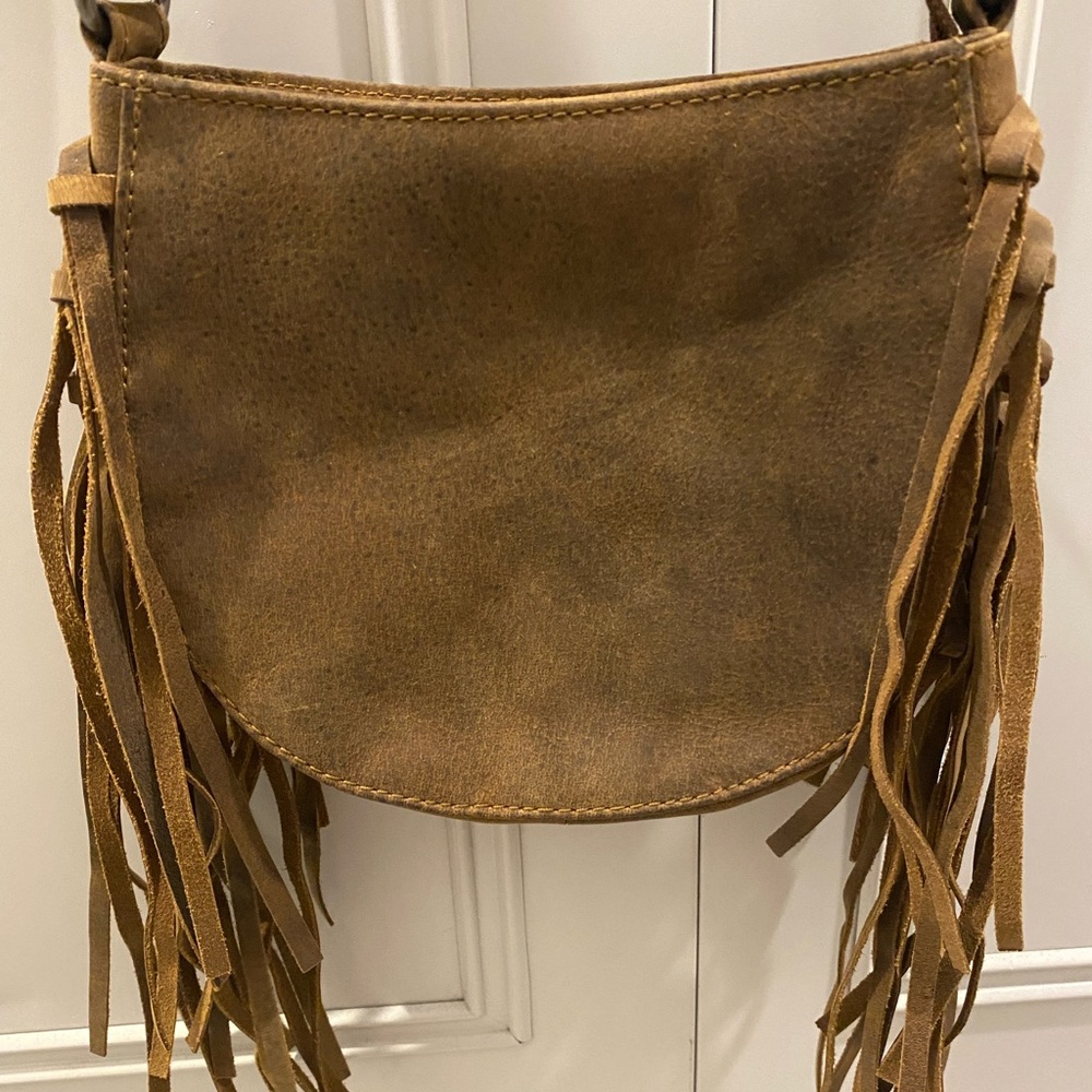 Adrian Klis Brown Bison Leather Fringe Bag